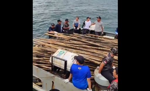 Aksi Pencabutan Pagar Laut yang dilakukan nelayan bersama TNI AL. (Foto:X@Yurissa_Samosir)